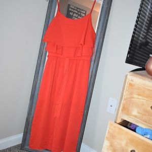 Red Knee Length Romper/Jumpsuit